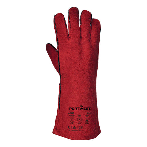 A500 - Welders 210 Split Leather Red Gauntlet